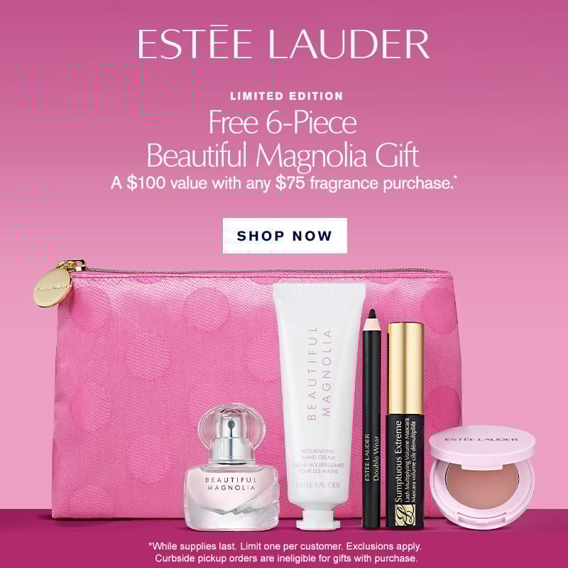FREE 6 Pc Gift with any $75 or more Estee Lauder fragrance purchase.