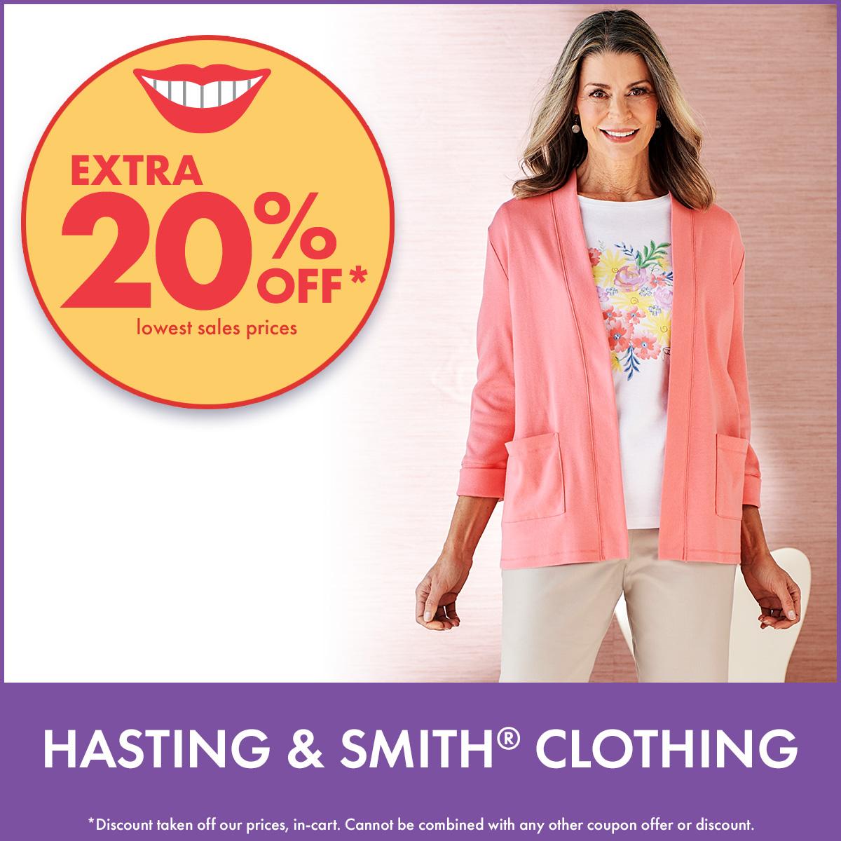 Extra 20% Off All Hasting & Smith Clothing