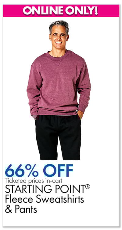 ONLINE ONLY 66% off tktd prices in-cart Mens STARTING POINT® Fleece Sweatshirts & Pants
