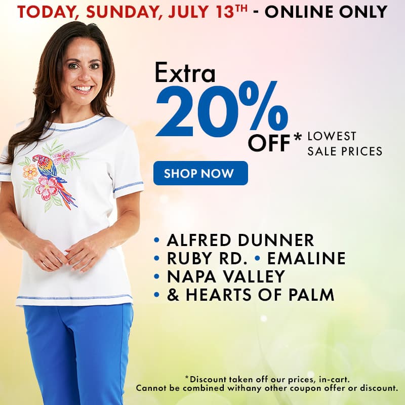 Online Only! Extra 20% Off Womens Tops Brands