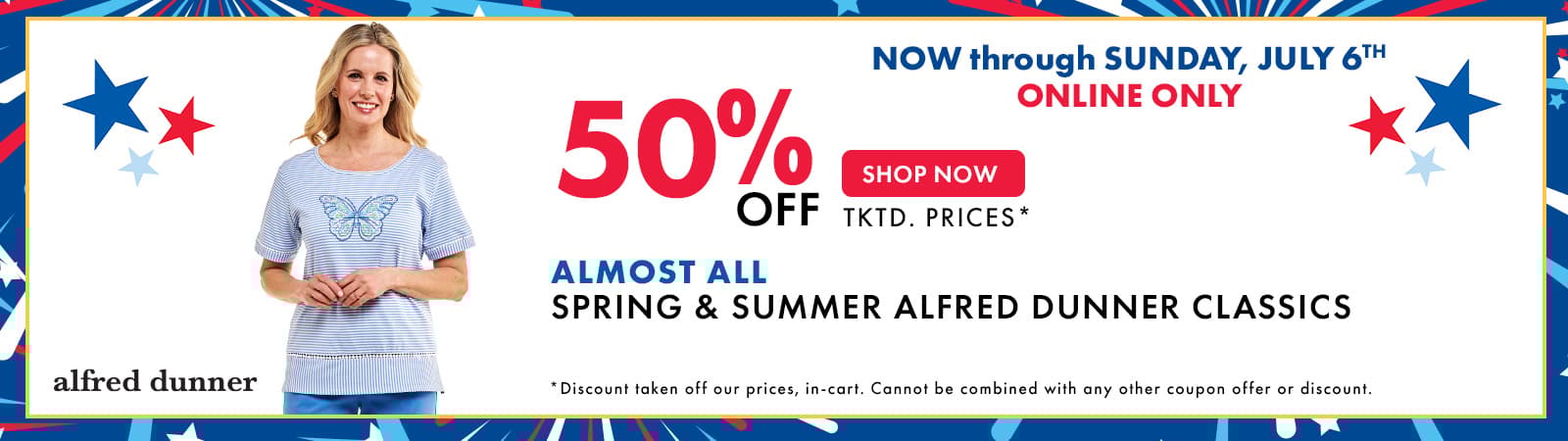 Online Only! 50% Off tktd. prices Almost All Spring & Summer Alfred Dunner Classics