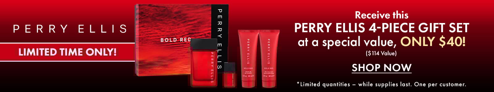 Limited Time Only! FREE Perry Ellis 4Pc Gift Set at a special value, ONLY $40!