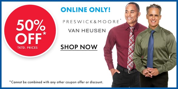 50% OFF Select Mens Dress Shirts 