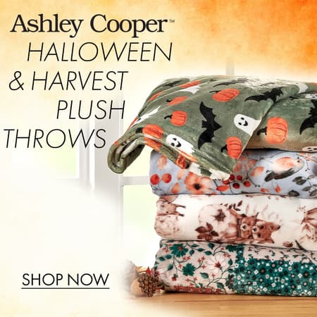 ASHLEY COOPER™ Plush Throws  NEW! • HALLOWEEN & HARVEST STYLES 