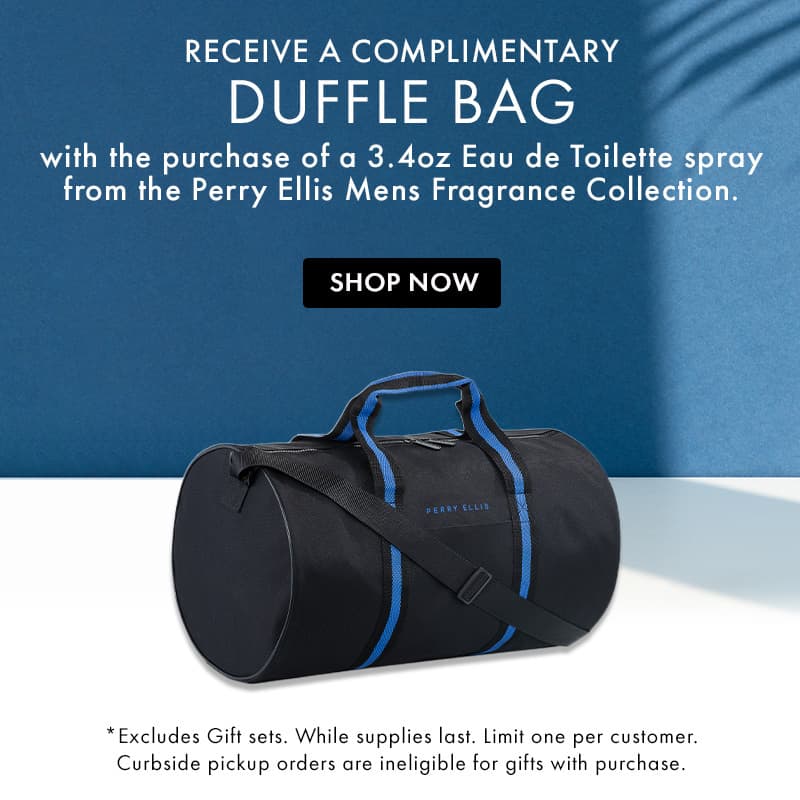 FREE Duffle Bag with the purchase of a 3.4oz. EDT spray from the Perry Ellis Men's fragrance collection.