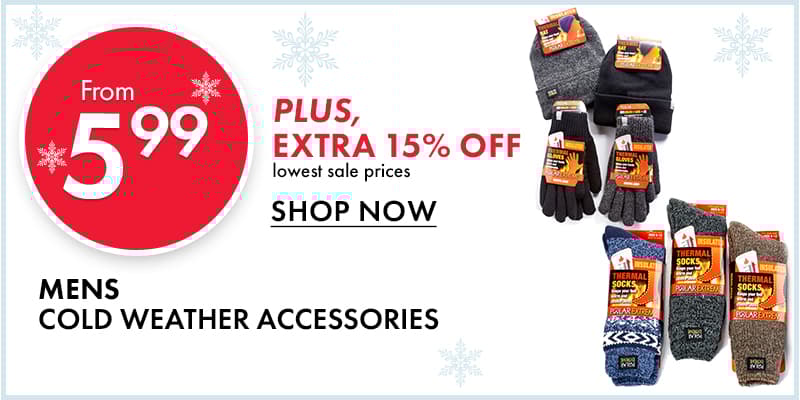 Extra 15% off Mens Winter Weather Accessories