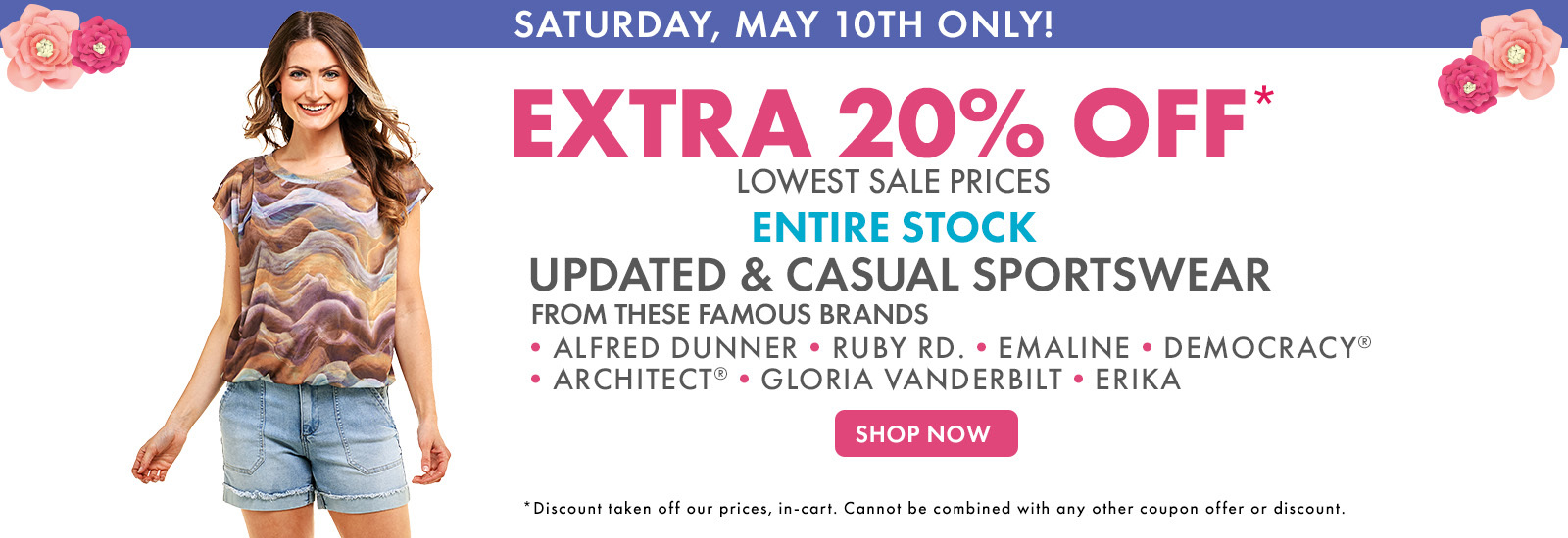 TODAY ONLY! Extra 20% Off Womens Updated & Casual Sportswear