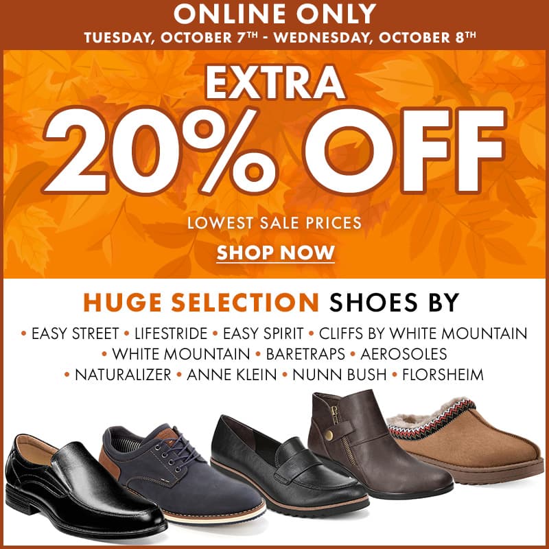 Extra 20% OFF Select shoes 