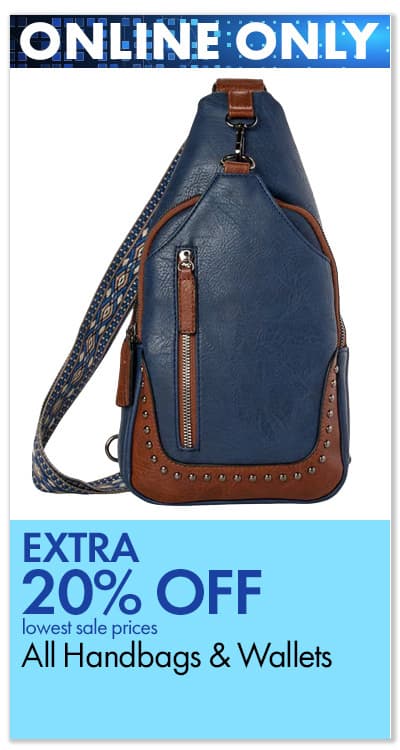 ONLINE ONLY Extra 20% off lowest sale prices All Handbags & Wallets