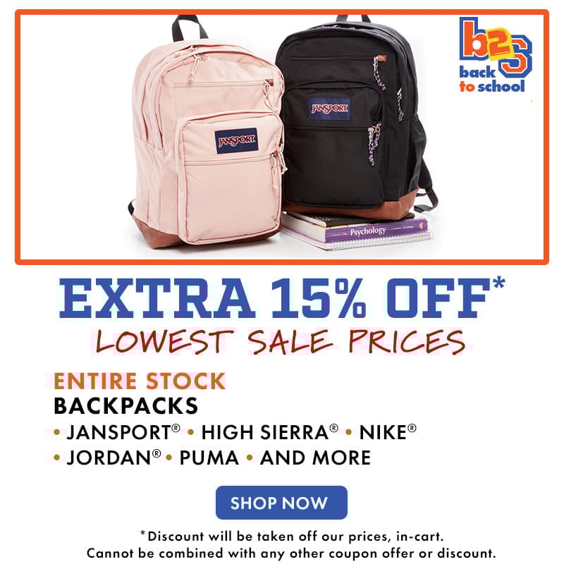 Extra 15% OFF Backpacks 