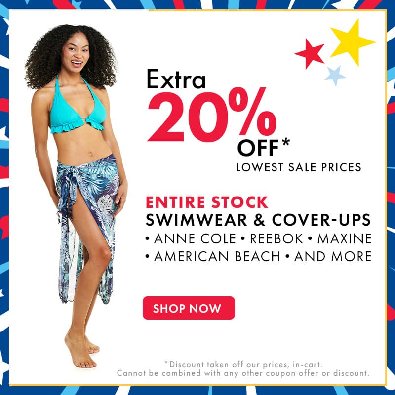 Extra 20% Off Entire Stock Swimwear & Cover-Ups