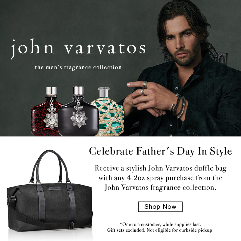 Receive a FREE Duffle Bag with any large spray purchase from the John Varvatos fragrance collection.