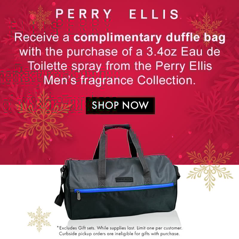 FREE duffle bag with the purchase of a 3.4oz. Eau de Toilette spray from the Perry Ellis Men's fragrance collection.
