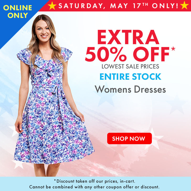 TODAY ONLY! Extra 50% Off Entire Stock Womens Dresses