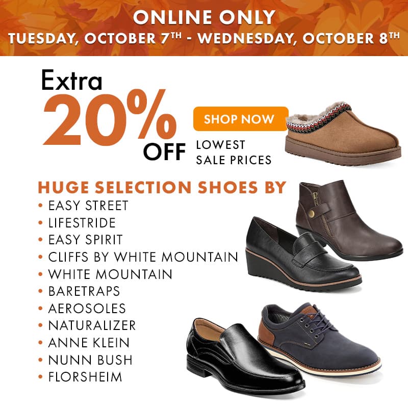 Extra 20% Off Womens & Mens Shoes