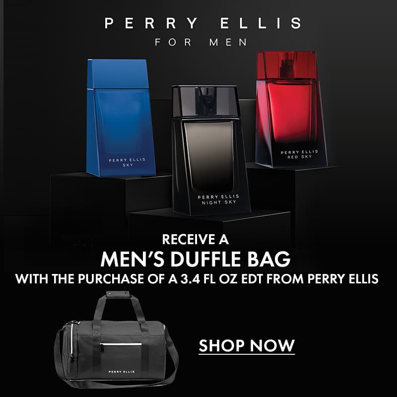 FREE Duffle Bag with the purchase of a 3.4 fl. oz. EDT from Perry Ellis.