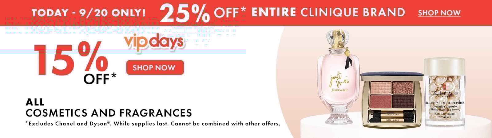 15% Off Cosmetics & Fragrances & 25% off Clinique