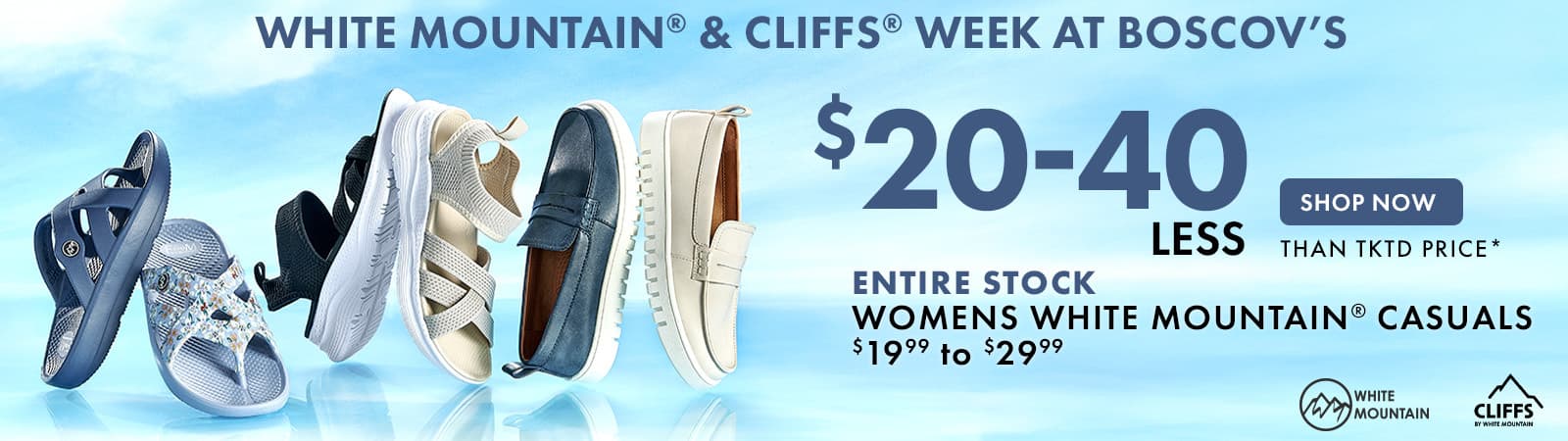 white mountain & cliffs shoe week