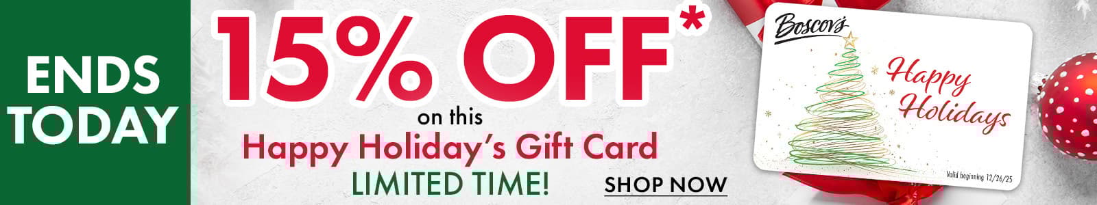 Extra 15% Off Happy Holiday's Gift Card 