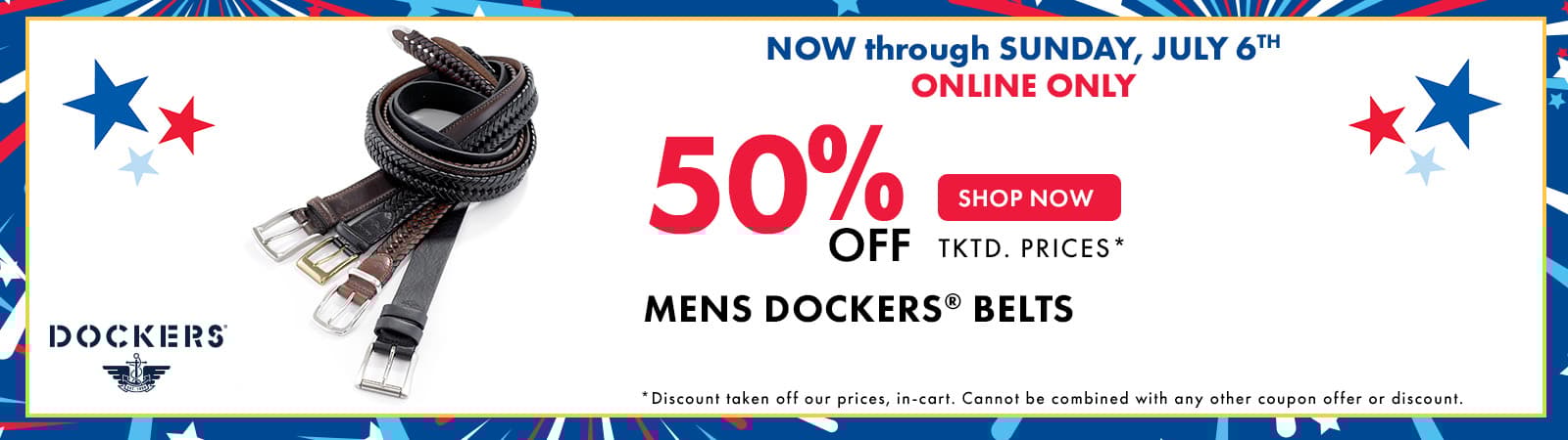 50% off Mens docker belts 
