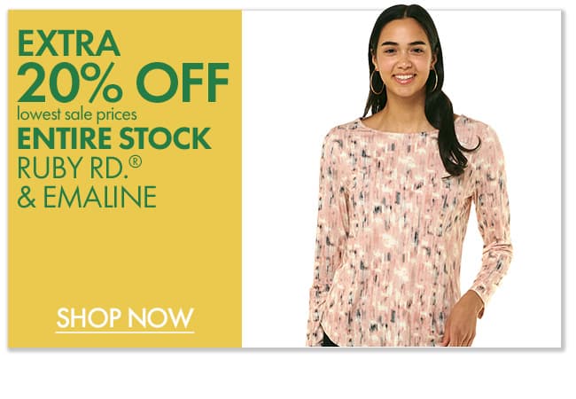 Extra 20% Off Ruby Rd. & Emaline