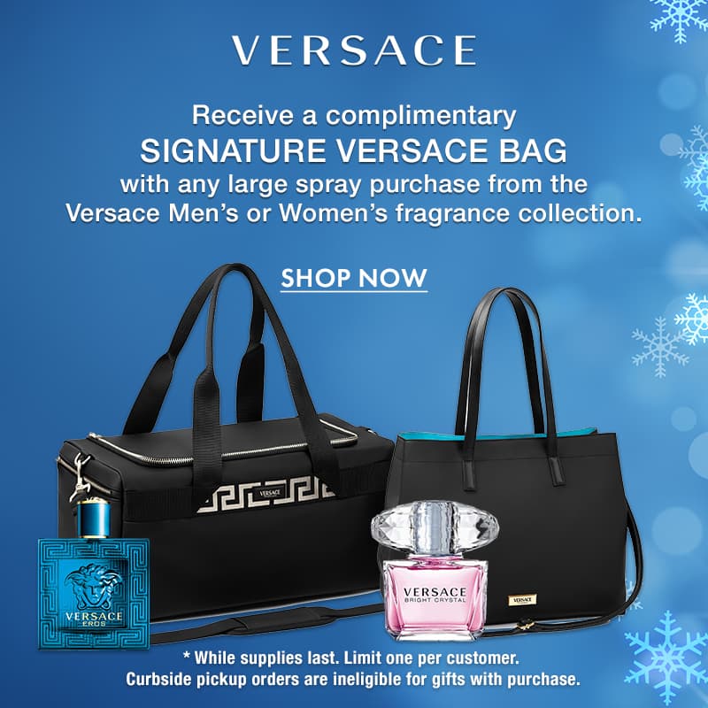 Receive a signature Versace bag with any large spray purchase from the Versace Men's or Women's fragrance collection.