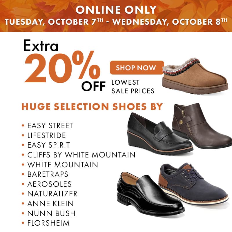 Extra 20% OFF Select shoes 
