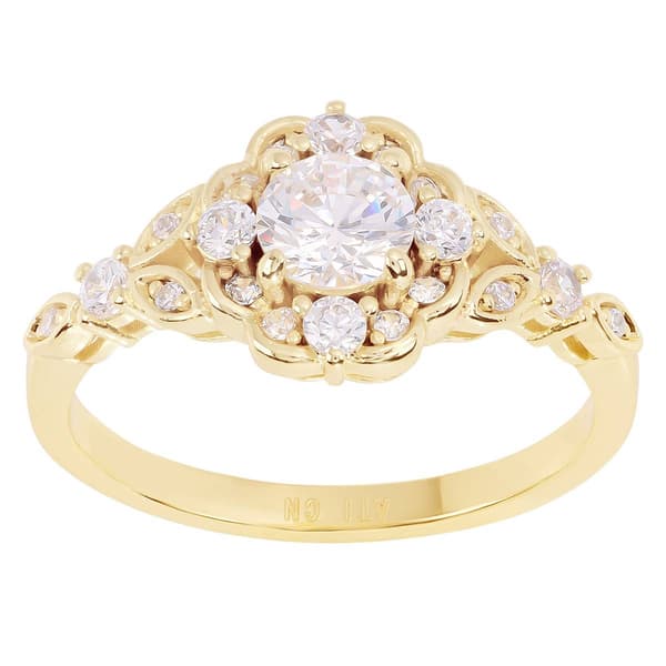 Athra 14kt. Gold over Brass CZ Halo Ring