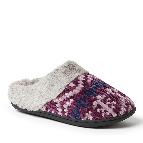Womens Dearfoams® Print Cani Chenille Clog Slippers - Purple