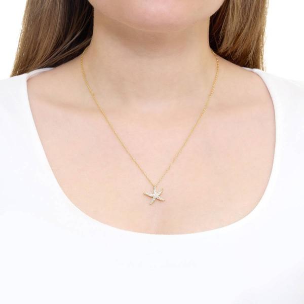 Athra 14kt. Gold over Brass & CZ Starfish Pendant Necklace