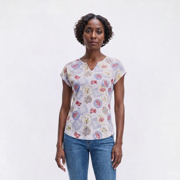Petite Architect(R) Dolman Sleeve Split Neck Linen Like Tee - image 