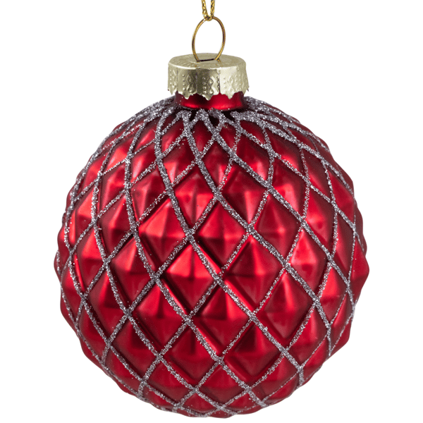 Northlight Glittered Red & Silver Glass Christmas Ball Ornament