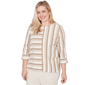 Womens Alfred Dunner Natural Wonder 3/4 Sleeve Stripe Blouse - image 3