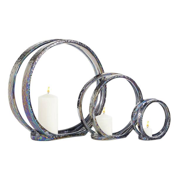 9th & Pike® Silver Ceramic Glam Candlestick Holders - Set of 2