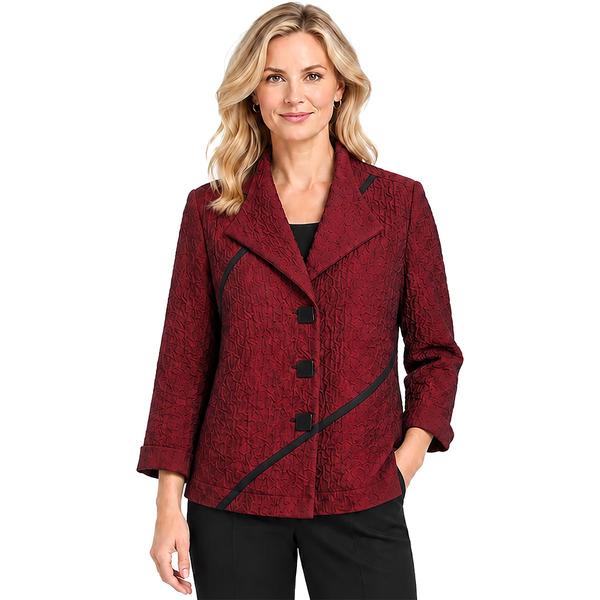 Plus Size Ali Miles Long Sleeve Point Collar Textured Shimmer Bu - image 
