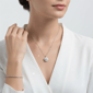 Saffron Sterling Silver Moissanite Diamond Halo Pendant Necklace - image 4