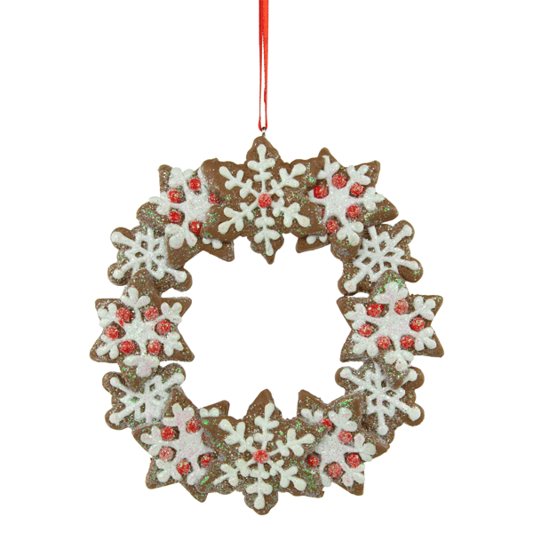 Northlight 4.5in. Gingerbread Snowflake Wreath Christmas Ornament - image 