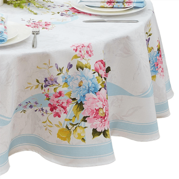 Threadmade Rose Cottage Floral Engineered Tablecloth - image 