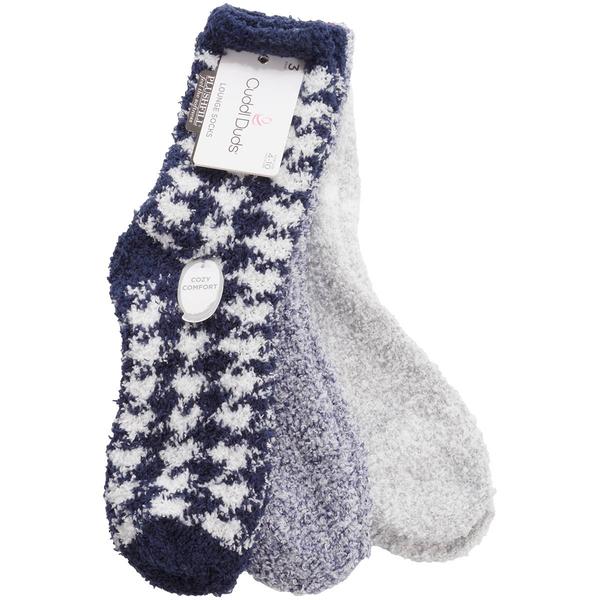 Womens Cuddl Duds(R) 3pr. Houndstooth Cozies - image 