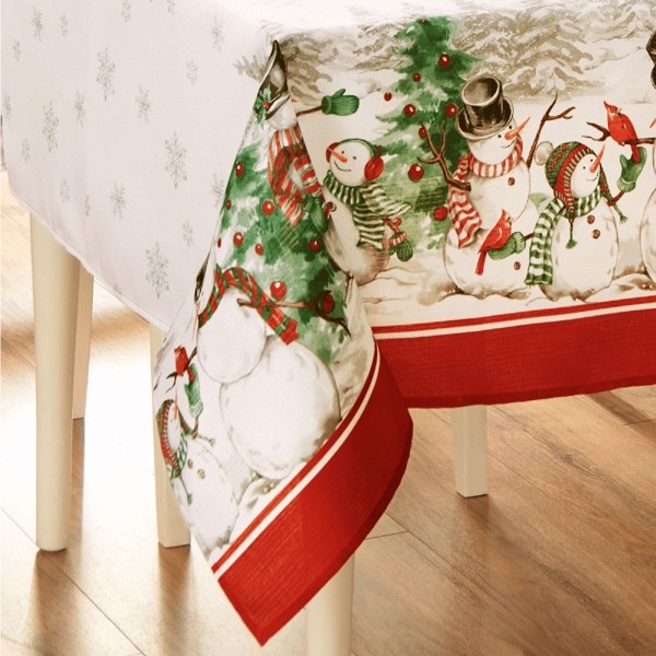 Threadmade Snowman Winterland Holiday Snowflake Tablecloth