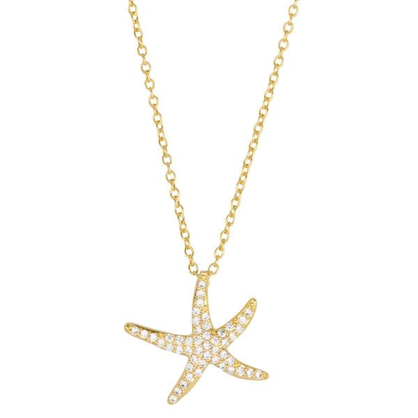 Athra 14kt. Gold over Brass & CZ Starfish Pendant Necklace - image 