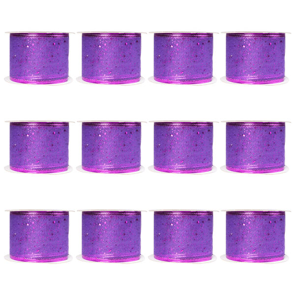Northlight 12pk. Shimmering Purple Wired Christmas Ribbon Spools - image 