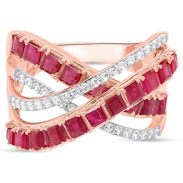 Gemstone Classics(tm) Ruby with White Zircon Crossover Ring