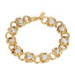1928 14kt. Gold Dipped Chain with Pearl Inset Link Bracelet - image 1