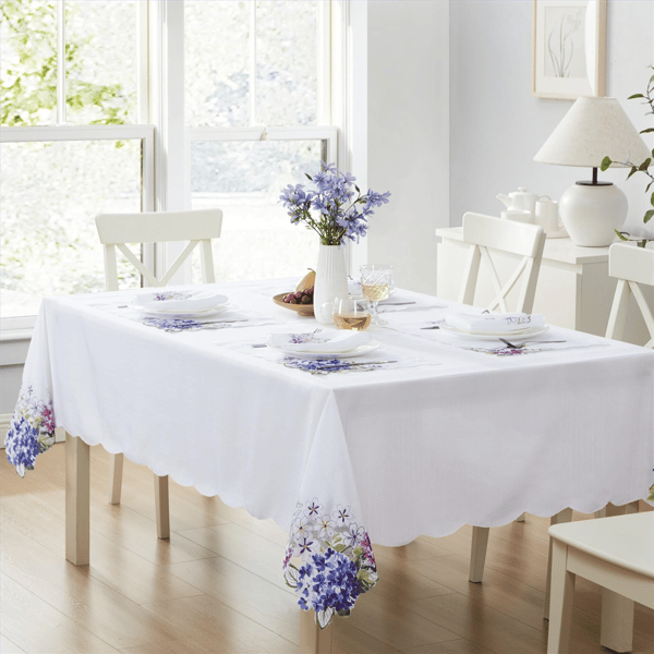 Threadmade Spring Hydrangea Floral Cutwork Tablecloth