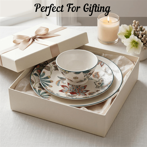 222 Fifth Perse 12pc. Porcelain Dishes White Plates & Bowls Sets