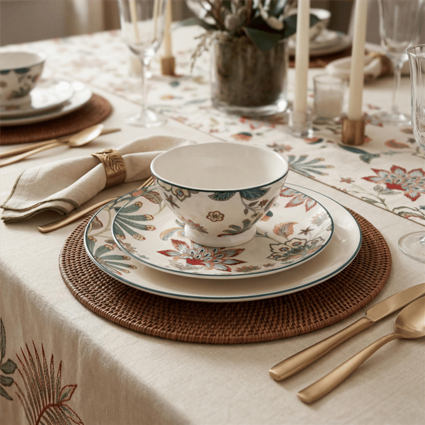 222 Fifth Perse 12pc. Porcelain Dishes White Plates & Bowls Sets