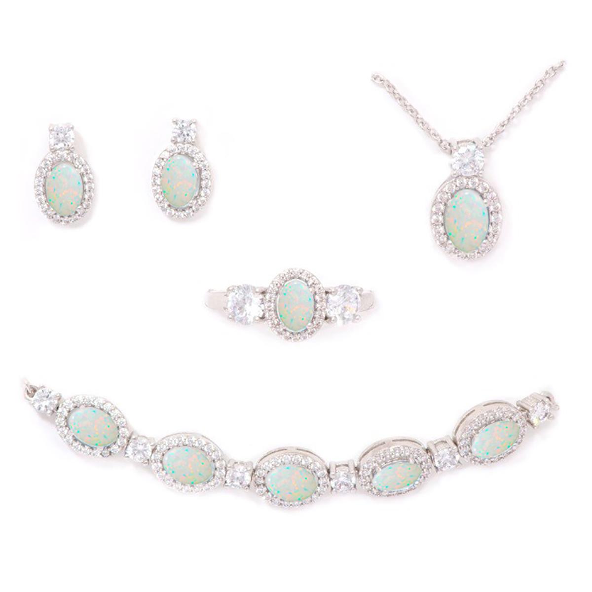 Gianni Argento Oval Lab Opal/Cubic Zirconia 4pc.Set