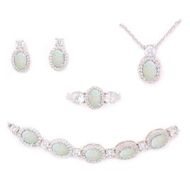 Gianni Argento Oval Lab Opal/Cubic Zirconia 4pc.Set