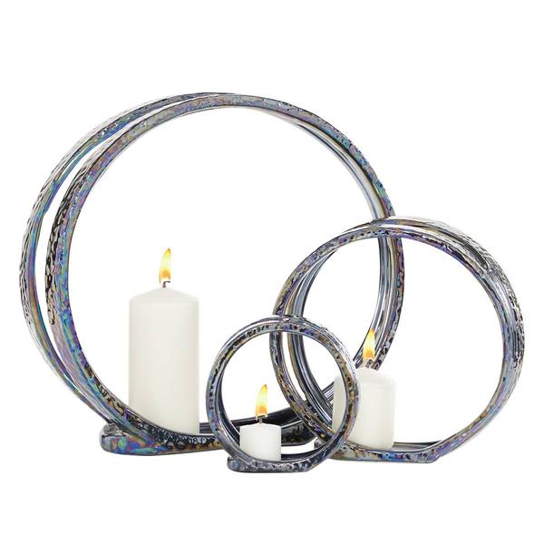 9th & Pike(R) Silver Ceramic Glam Candlestick Holders - Set of 2 - image 